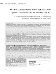 Multiresistente Erreger in der Rehabilitation - MRE-Rhein-Main