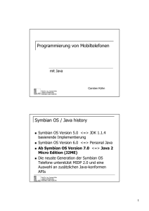 Programmierung von Mobiltelefonen Symbian OS / Java history