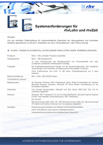 PI Systemanforderungen rhvLohn rhvZeit