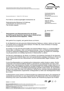 Stellungnahme zum Agrarstrukturgesetz in Niedersachsen