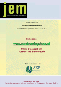 Wallner-Liebmann S. Das steirische Kürbiskernöl. Journal für