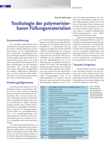 Toxikologie der polymerisierbaren Füllungsmaterialien