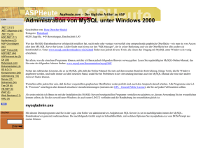 Administration von MySQL unter Windows 2000