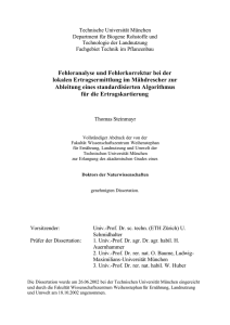 Fehleranalyse und Fehlerkorrektur bei der lokalen Ertragsermittlung