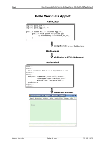 JAVA: Hello World Applet