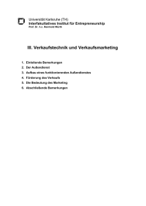 III. Verkaufstechnik und Verkaufsmarketing