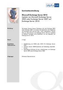Seminarbeschreibung Microsoft Exchange Server 2010