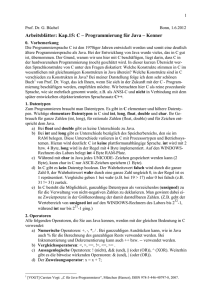 Arbeitsblätter: Kap.15: C – Programmierung für Java – Kenner