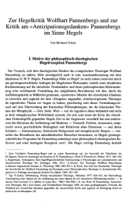 Zur Hegelkritik Wolfhart Pannenbergs und zur Kritik am