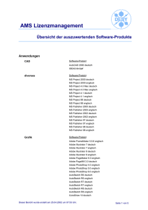 Übersicht der auszuwertenden Software-Produkte