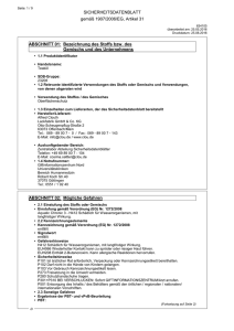 SICHERHEITSDATENBLATT gemäß 1907/2006/EG, Artikel 31