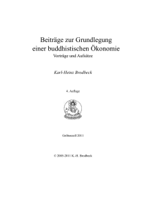 H. Beiträge zur Grundlegung einer buddhistischen Ökonomie