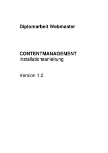 Diplomarbeit Webmaster CONTENTMANAGEMENT