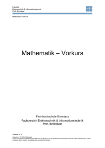 Mathematik – Vorkurs - an der HTWG Konstanz