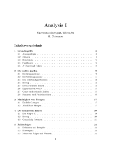 Analysis I, Kapitel 1-8