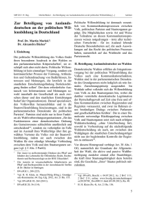 Zur Beteiligung von Auslandsdeutschen an der politischen