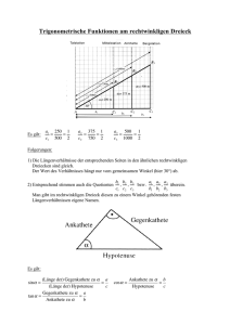 Trigonometrische Funktionen am rechtwinkligen Dreieck