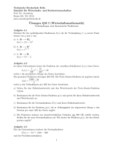 Ubungen QM I (Wirtschaftsmathematik) - Prof. Dr. Arrenberg