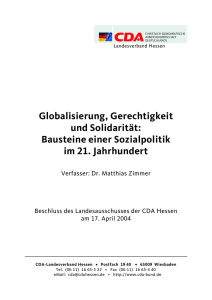 Globalisierung, Gerechtigkeit und Solidarität