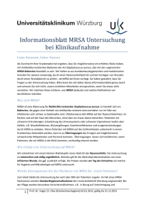 Informationsblatt MRSA Untersuchung bei Klinikaufnahme