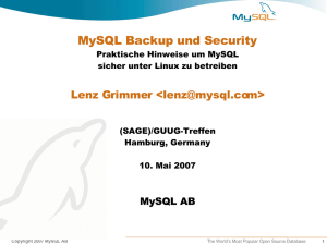 MySQL Backup und Security