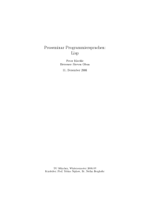 Proseminar Programmiersprachen: Lisp