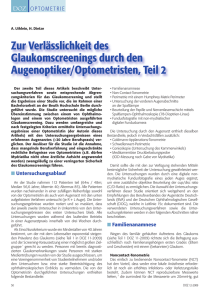 Zur Verlässlichkeit des Glaukomscreenings durch den Augenoptiker