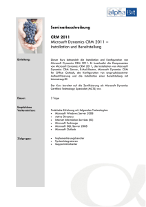 Seminarbeschreibung CRM 2011 Microsoft Dynamics