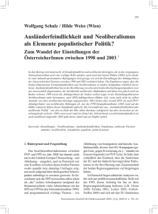 Wolfgang Schulz / Hilde Weiss (Wien) Ausländerfeindlichkeit und