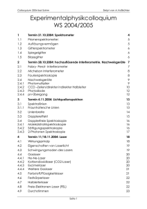 Experimentalphysikcolloquium WS 2004/2005