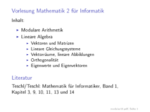 Vorlesung Mathematik 2 für Informatik Literatur