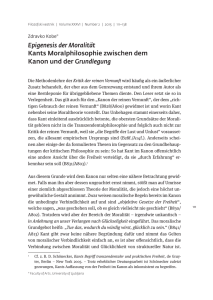 Epigenesis der Moralität Kants Moralphilosophie