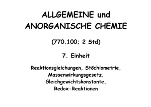 ALLGEMEINE und ANORGANISCHE CHEMIE