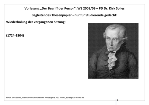 Vorlesung „Der Begriff der Person“: WS 2008/09 – PD Dr. Dirk