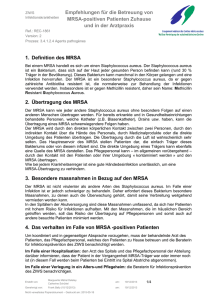 Empfehlungen f&uuml;r die Betreuung von MRSA