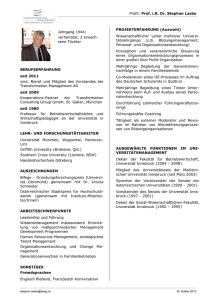 Profil: Prof. i.R. Dr. Stephan Laske BERUFSERFAHRUNG seit 2011