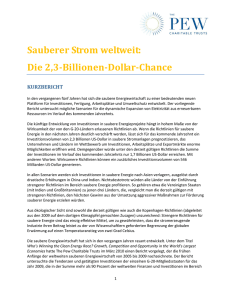 Sauberer Strom weltweit - The Pew Charitable Trusts