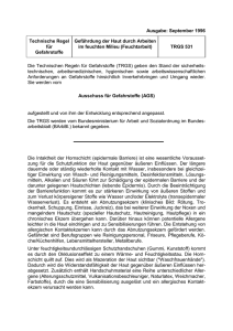 TRGS 531 – Gefährdung der Haut durch Arbeiten in feuchtem Milieu