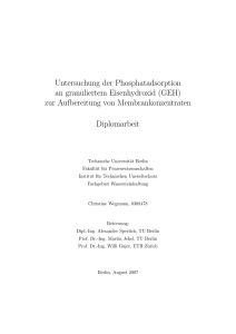 Untersuchung der Phosphatadsorption an granuliertem Eisenhydroxid