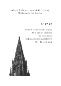 Albert–Ludwigs–Universität Freiburg Mathematisches Institut ELAZ 02