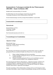 Kommentiertes Vorlesungsverzeichnis für das Wintersemester 2001