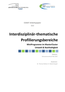 Interdisziplinär-thematische Profilierungsbereiche - COAST