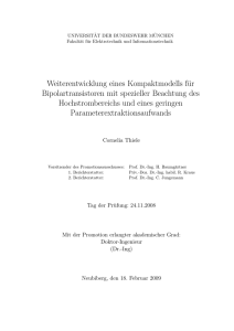 Weiterentwicklung eines Kompaktmodells für Bipolartransistoren mit