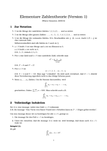 Elementare Zahlentheorie (Version 1)