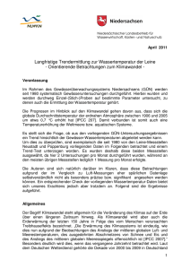 Langfristige Trendermittlung zur Wassertemperatur der Leine