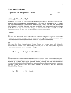 Experimentalvorlesung Allgemeine und Anorganische Chemie