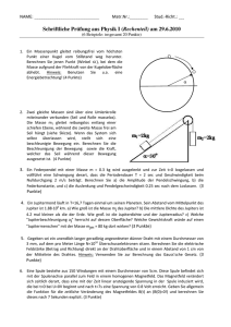 Prüfung Physik I 29062010