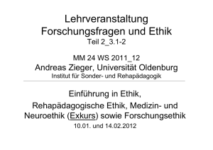 Lehrveranstaltung Forschungsfragen und Ethik