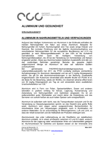 Aluminium in Nahrungsmitteln und Verpackungen