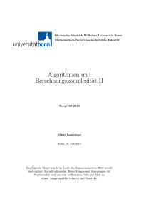 Algorithmen und Berechnungskomplexität II - Informatik